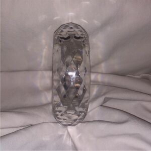 Clear Diamond Cut Bangle Hoop Clear Beads w/ Disco Ball Earring Set